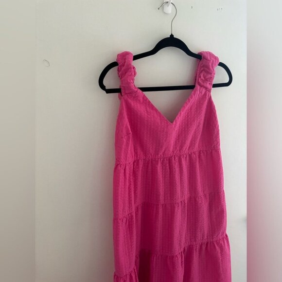 Juicy Couture Pink Cotton Tiered Midi Summer Dress with Pockets - Picture 6 of 14